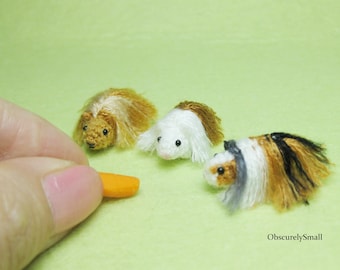 Tiny Crochet Long Haired Guinea Pigs - Amigurumi Guinea Pig - Made to Order
