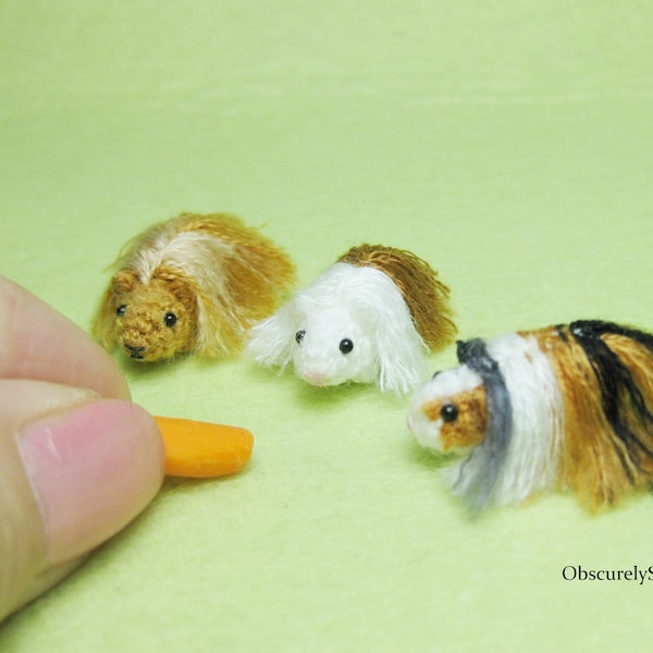 Tiny Crochet Long Haired Guinea Pigs - Amigurumi Guinea Pig - Made to Order