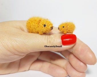 Conjunto de porquinhos-da-índia em crochê em miniatura: pequenos amigurumis colecionáveis