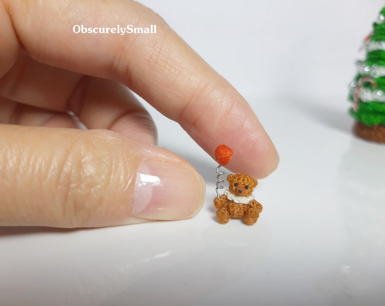 Micro crochet bear Tiny Bear Amigurumi Animals Dolls House Toys image 8