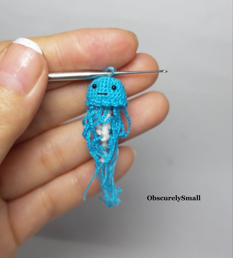 Tiny Crochet Jellyfish   Amigurumi  Jellyfish  Made to Order Blue