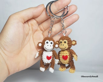 Llavero de mono de crochet – Amigurumi de algodón hecho a mano