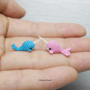 Adorable Miniature Crochet Narwhal - Amigurumi Whale - Made to Order