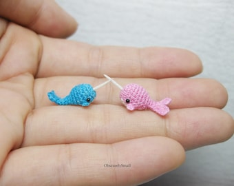Schattige miniatuur gehaakte narwal - amigurumi-walvis - op bestelling gemaakt