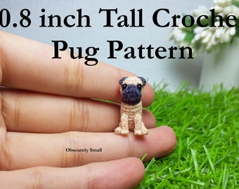 Miniature 0.8 Inch Tall Crochet Pug Pattern - Amigurumi Pug Pattern - PDF Files Instant Download