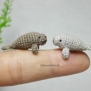 Miniature Crochet Manatee - Amigurumi Manatee - Made to Order