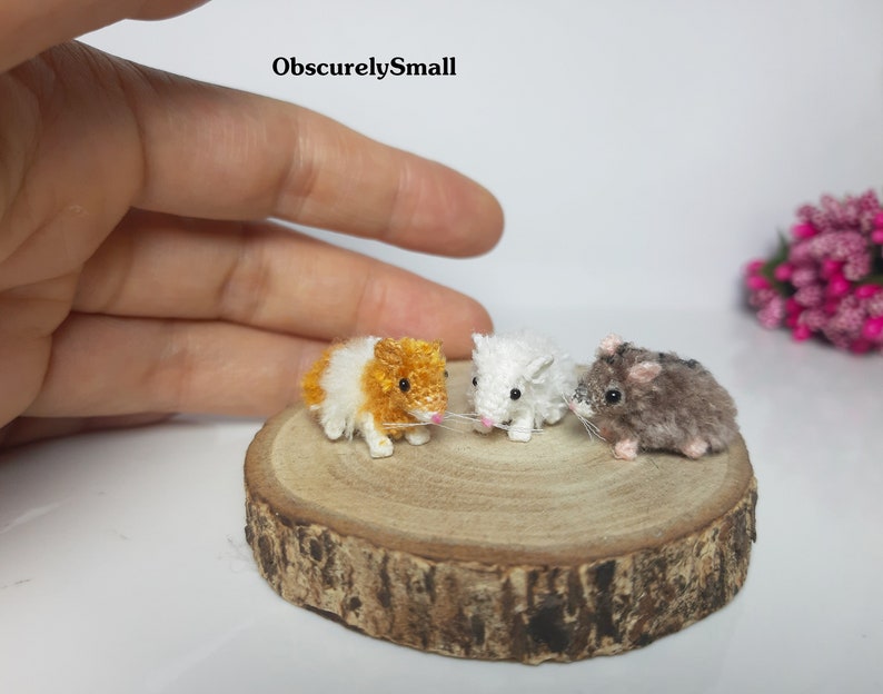 Hamster Crochet Micro Hamster Tiny Crochet Dollhouse Miniature Animal Made To Order image 10