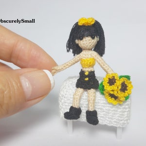 Tiny Crochet Doll: Miniature Amigurumi Doll with Bouquet