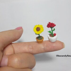 Tiny Crochet Sunflower: Miniature Dollhouse Flower