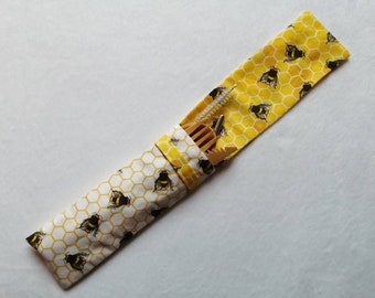 Bee Travel Cutlery Pouch: Eco-Friendly Utensil Holder