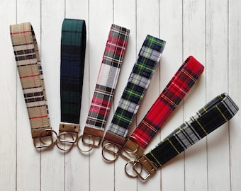 Tartan Fabric Wristlet: Scottish Key Fob Holder, Scottish flag keyring