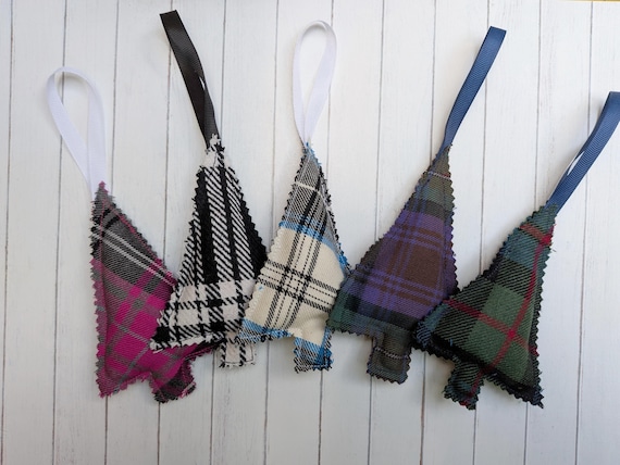 Handmade Tartan Christmas Ornament: Scottish Tweed Star & Tree Decoration