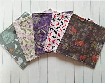 Fancy face cloths, Reusable baby wipes, Highland cow bamboo wipes, posh flannel, Scottish extra large eco friendly wipes, thistle face cloth