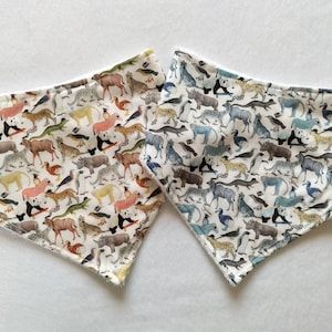Liberty London Baby Bib: Zoo Animal Print, Bamboo Towelling