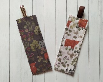 Fabric bookmark, Highland cow bookmark, colourful bookmark, page marker, Scottish gift, stocking filler, fabric bookmark