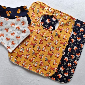 Fox baby bib, fox baby dribble bib, fox baby gift, fox and flower feeding bib, baby shower gift, fox new baby gift