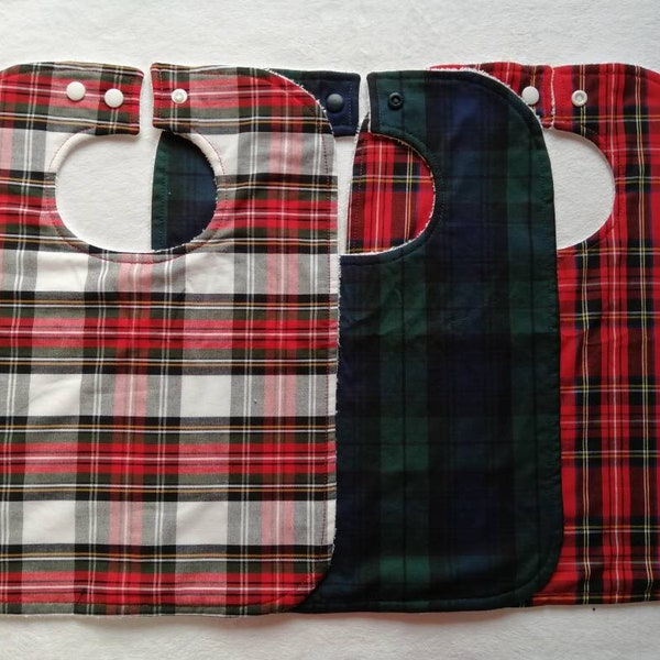 Tartan baby gift, tartan feeding bib, Scottish baby bib, black watch bib, st andrews day gift, Royal Stewart tartan, dress Stewart tartan