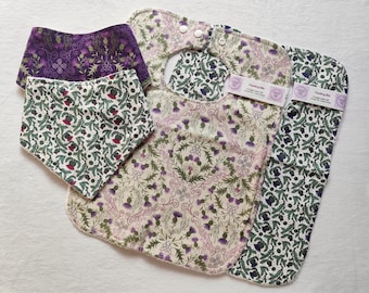 Thistle Baby Bib: Scottish Cotton Dribble Bib