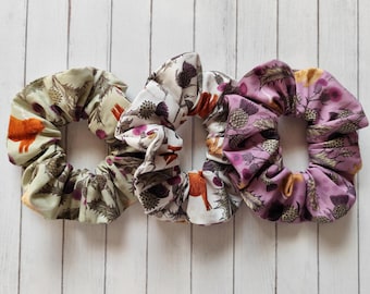 Handmade Highland Cow Scrunchie: Scottish Thistle Cotton Hair Accessory