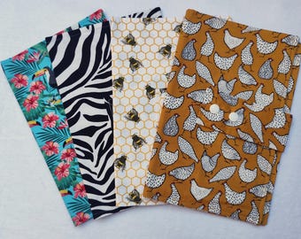 Cartera para pañales con estampado animal: Cartera de algodón para pañales y toallitas