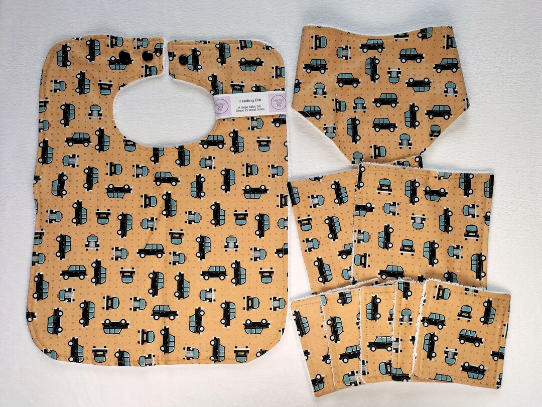 Black Cab Baby Gift, London Baby Gift Set, Taxi Baby Bib, Feeding Bib