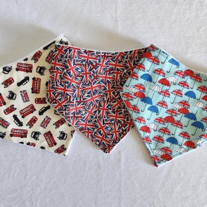 London Baby bib, dribble bib, British baby bib, bandana baby bib, British baby gift, Union Jack bibs