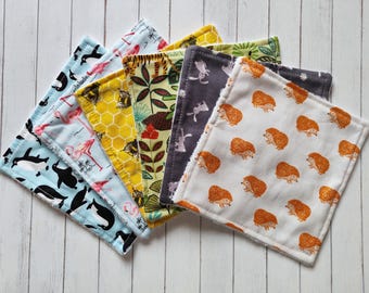 Toallitas faciales de bambú con estampado animal, toallitas de algodón reutilizables.