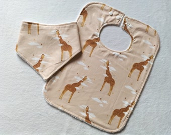 Giraffe Baby Bib, Baby Dribble Bib, safari baby gift, feeding bib, weaning bib, giraffe baby gift set