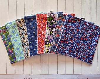 Paños faciales con estampado Liberty – Toallitas húmedas reutilizables de bambú para bebés, 15 cm