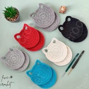 Crochet Cat Coaster, Unique Cat Head-Shaped Cup Mat, Perfect Crochet Gift for Cat Lover, Housewarming Cup Coaster Decor, Gift for Her