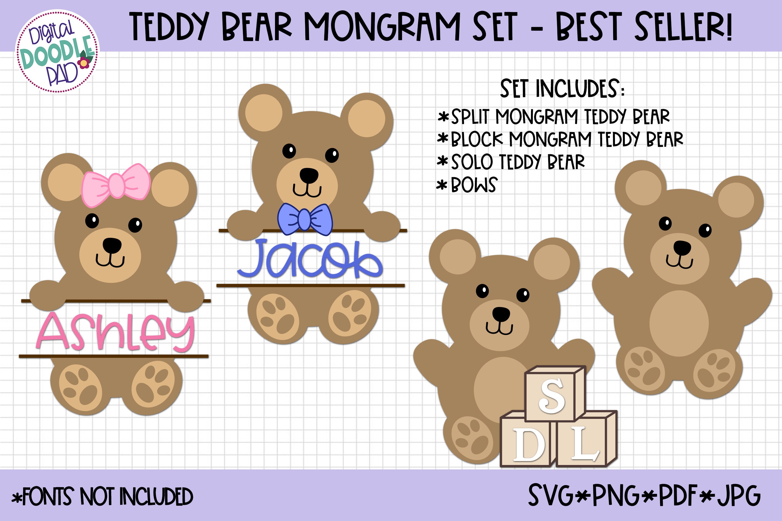 Bear Split Monogram Svg Teddy Bear Svg Cute Bear Svg Bear Face Png Bear  Birthday Svg Personalized Teddy Bear Cut File Silhouette