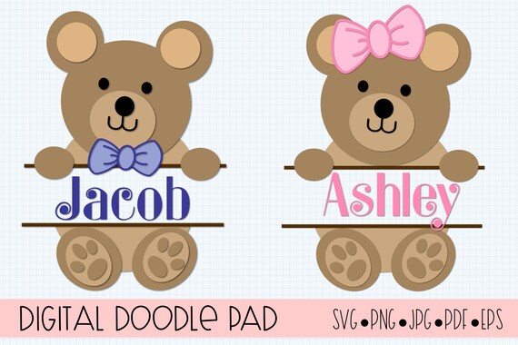 Download Teddy Bear Svg Split Monogram Svg Great For Baby Shower Etsy
