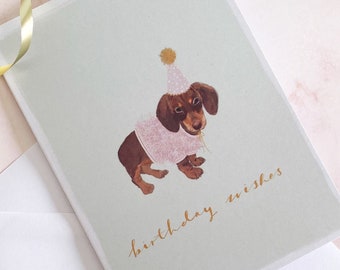 Dachshund Birthday Card | Sausage Dog With Balloons - Etsy UK
