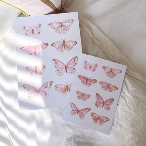 Pink and Gold Butterfly Wall Art Butterflies Gold Foil Art Print for ...
