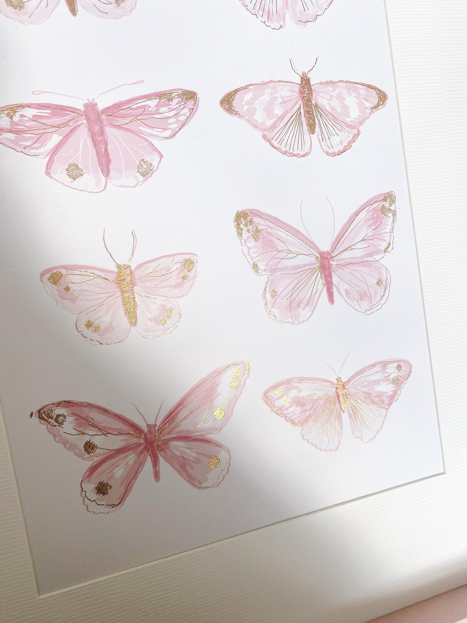 Pink and Gold Butterfly A4 Art Print // Pretty Butterflies | Etsy