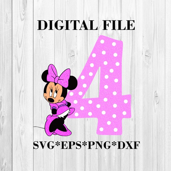 Minnie Mouse Number Four Svg Number 4 Silhouette Svg Age 4 Etsy