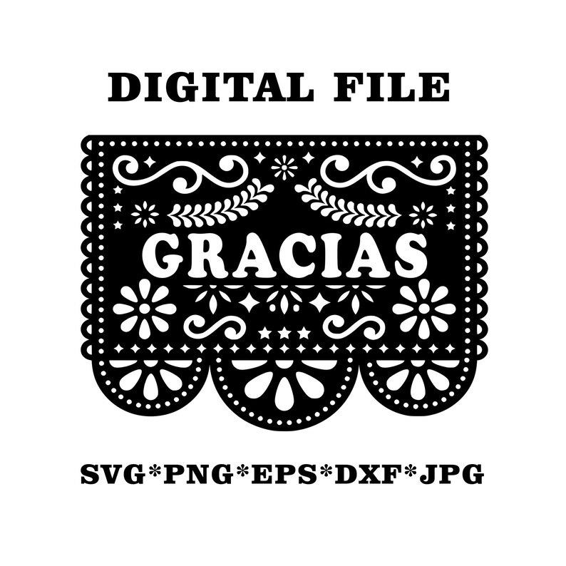 Papel Picado Svg Digital File Gracias Svg Instant Download Etsy