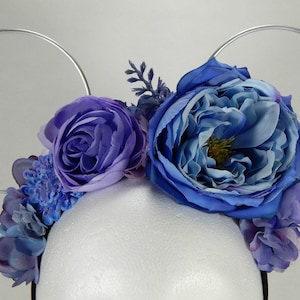 Pastel Floral Mouse Ears // Blue and Periwinkle and Lavender