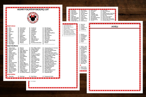 disney printable packing list travel packing list packing planner vacation packing list packing checklist vacation checklist printable packing lists