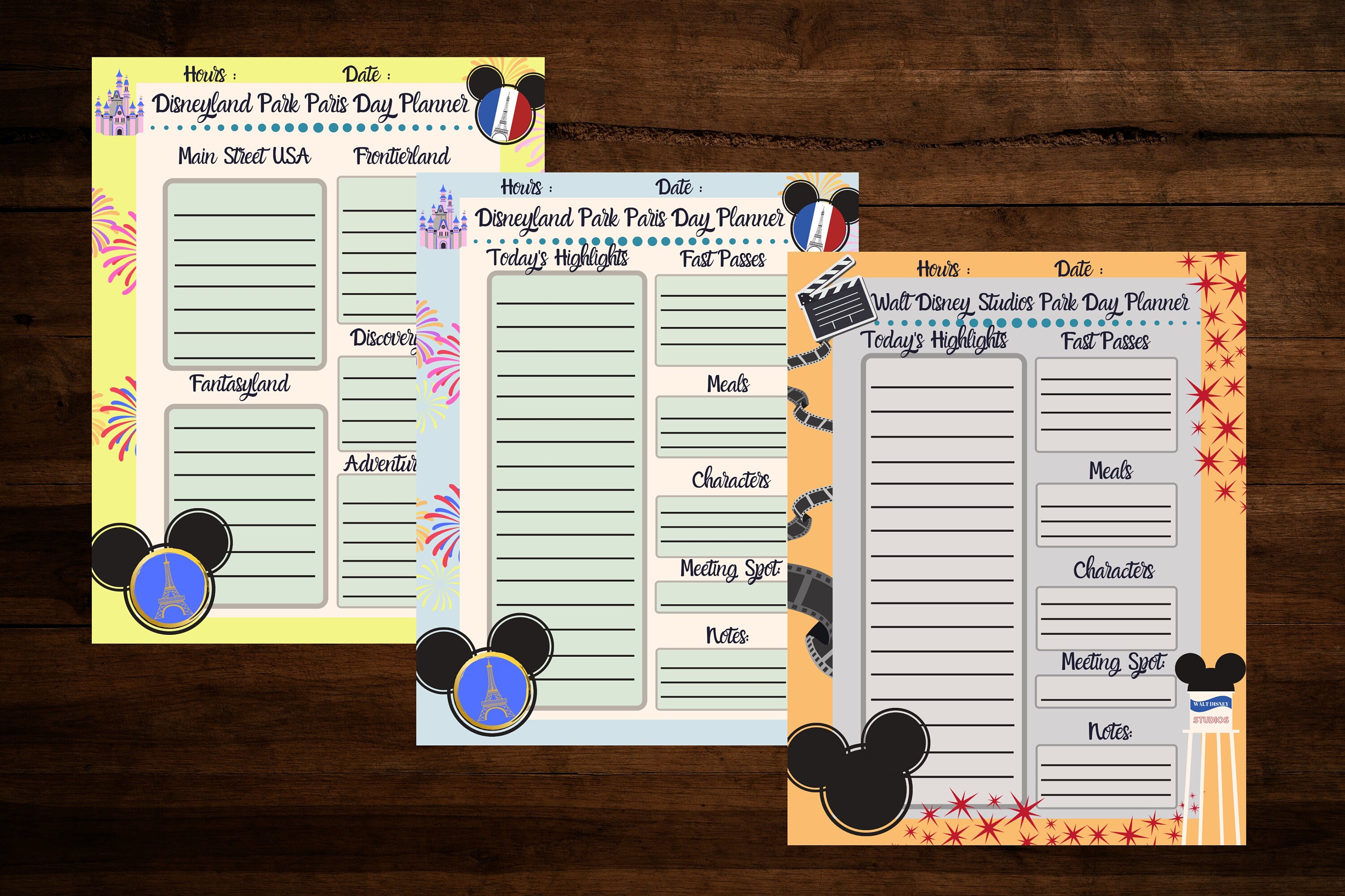 Disneyland Paris Parks Daily Planner Disney Parks Planner Etsy