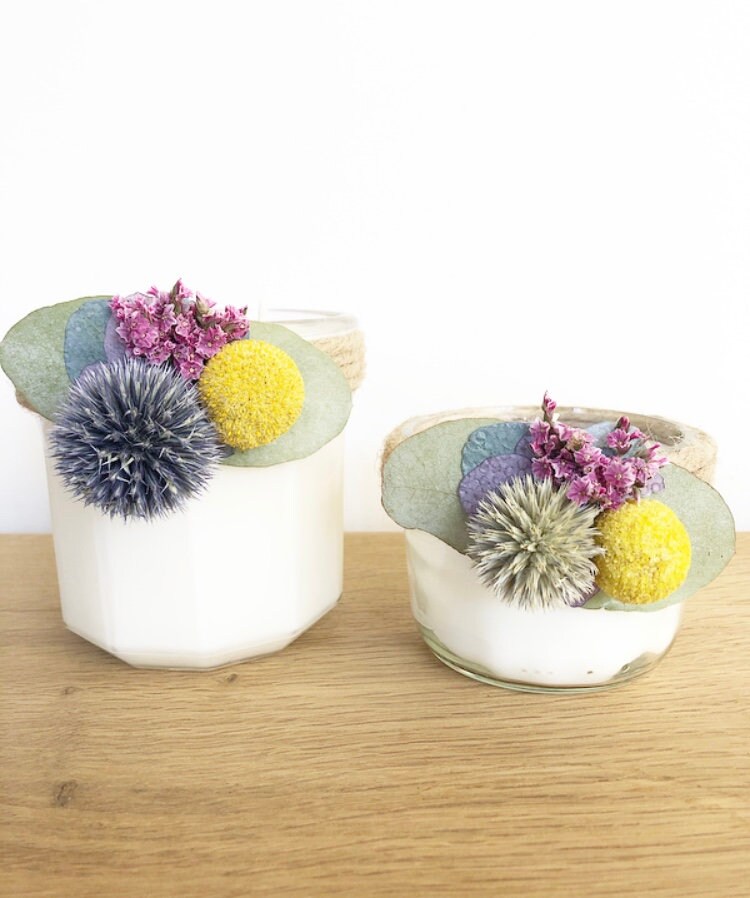 Frida - Fleur d'oranger . Bougie Fleurie Parfumée Naturelle, Fabrication Artisanale.