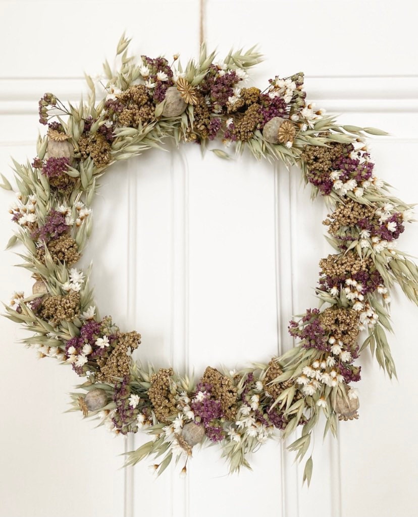 Couronne Décorative, Fleurs Séchées, Couronne de Noël