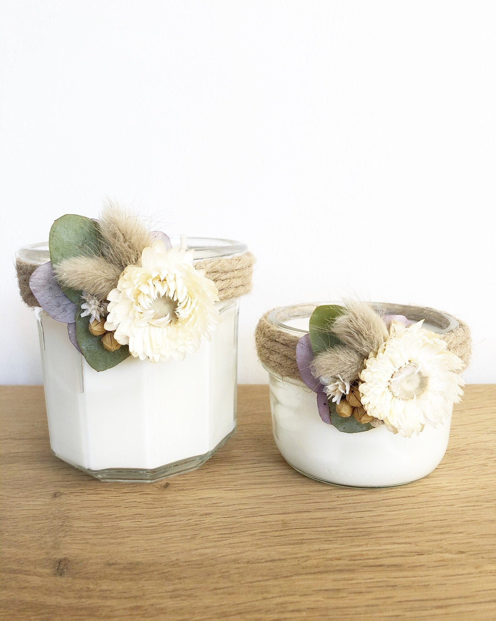 Gabrielle - Cachemire&soie. Bougie Fleurie Parfumée Naturelle, Fabrication Artisanale, Fleurs Séchée