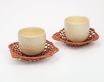 Ceramic cortado cup & saucer, Flat white, Coffee cup, Handmade cup, Coffee lover, Elegant cup, Unique, Modern, Contemporary, Christmas