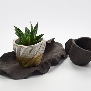 Stoneware plant pot, saucer and pitcher set, Unique plant pot, Ceramic handmade plant pot, Succulent pot, Planter, Father's day, plant lover Plant pot set three