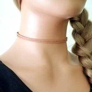 Brown Suede Double Choker: Bohemian Layering Necklace