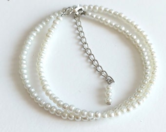 Classic Pearl Necklace, Glass Pearl Necklace, Simple Necklace