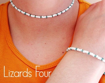 White Seed Bead Choker Necklace, Dainty Necklace, Beaded Necklace, Bead Choker, Boho Jewelry, Layering
