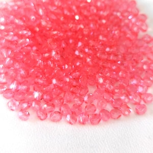 Clear Pink Faceted Glass Beads, Jewelry Making, DIY Jewelery