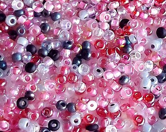 Pink Mix Seed Beads 40g , Pink Mixed Color ,Glass Seed Beads ,Mix Color Rocailles, DIY jewelry making, Craft Supplies